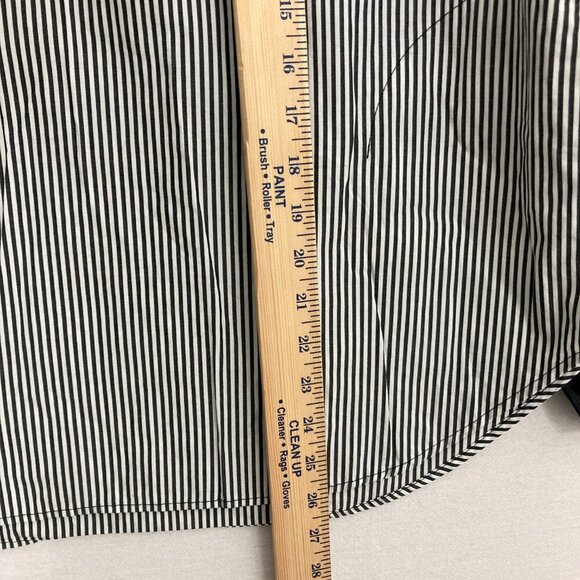 Terra Black White Striped Pockets Preppy Cotton Relaxed Popover Top Large - Picture 6 of 10